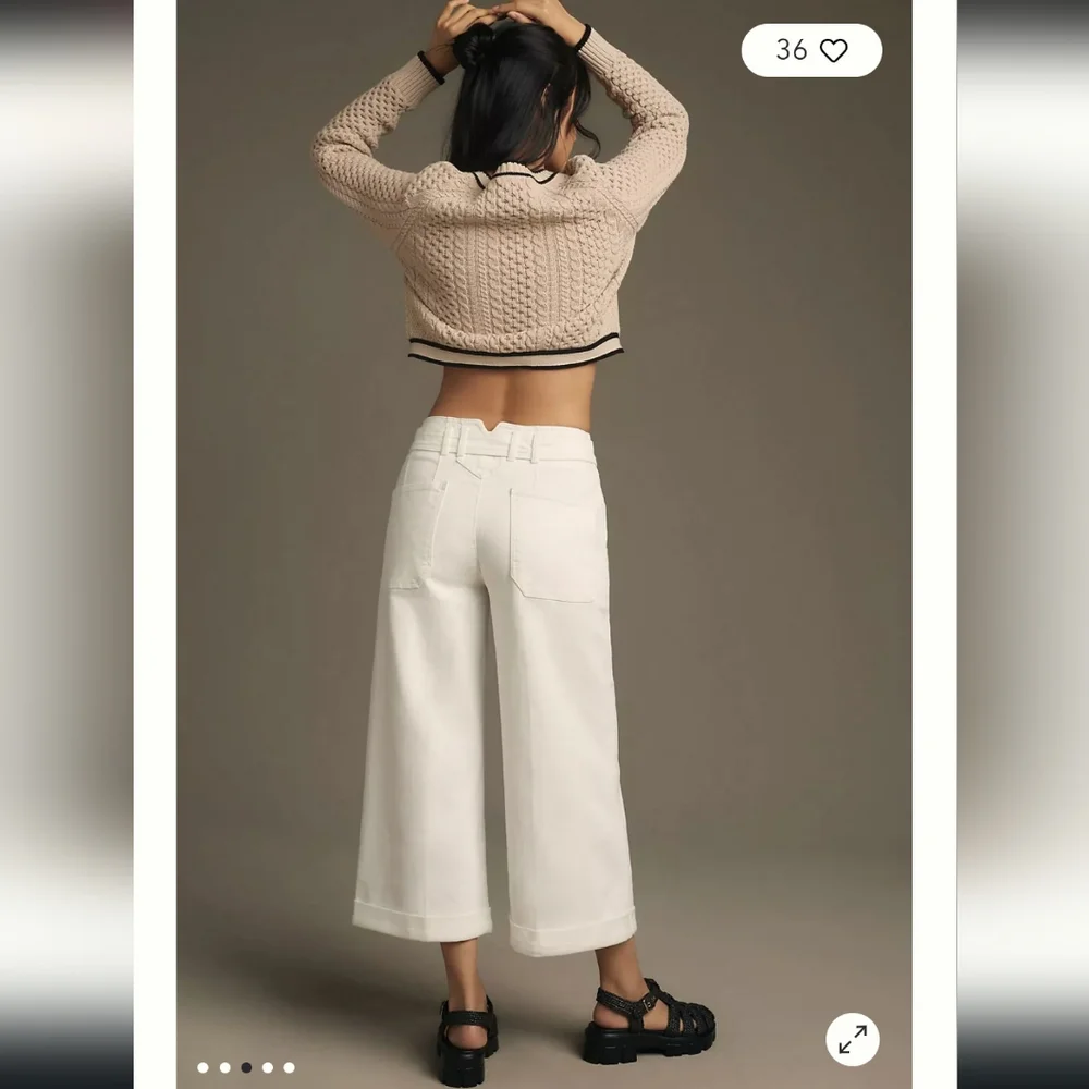 Maeve Cropped Ex High-Rise Wide-Leg Jeans In White Size 31 - Picture 3 of 8